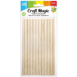 48 Bulk Dowels 15x0.64cm 12-Piece Natural