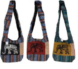 10 Bulk Elephant Design Cotton Handmade Crossbody Hobo Bags