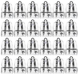 24 Bulk 17 Inch Backpacks For Kids, Clear With Black Trim, 24 Pack