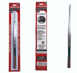 96 Bulk Tweezers Silver Metal 11.8 Inches