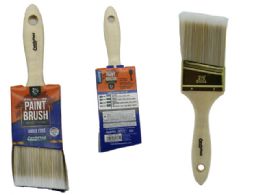 144 Bulk Paint Brush Angle Wood Brown 2.5 Inches