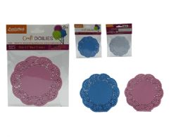 96 Bulk Doilies 60pc Pink Blue 4.5 Inches Dia