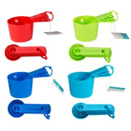 72 Bulk Measuring Cup 4pk/spoon 6pk Plastic Summer Colors B&c ht