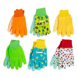 72 Bulk Garden Glove Kids 6ast 3prints/3 Solids L&g Tcd