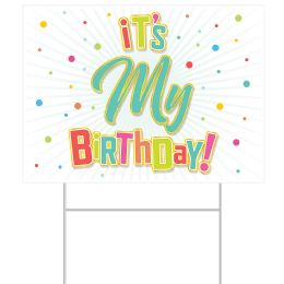 60 Bulk Plastic It's My Birthday! Yard Sign