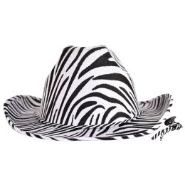 6 Bulk Zebra Print Cowboy Hat