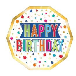 12 Bulk Happy Birthday Decagon Plates