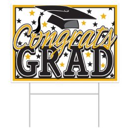 60 Bulk Plastic Congrats Grad Yard Sign