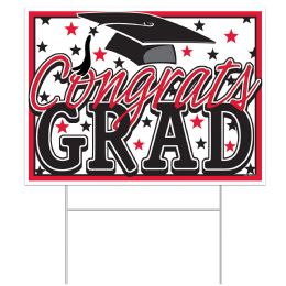 60 Bulk Plastic Congrats Grad Yard Sign