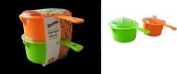 24 Bulk Set Of 2 Microwave Saucepan With Lid Store Heat And Eat 800ml Each