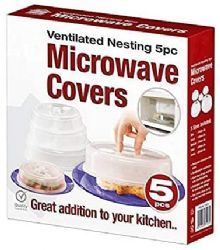 24 Bulk 5 Piece Ventilated Microwave Covers Adjustable Steam Vents Assorted Sizes Bpa Free