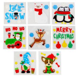 96 Bulk Gel Stickers Christmas 8ast Designs W/prtd Backer