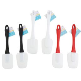 48 Bulk Spatula Silicone 2ast Flat/spoon 10in 3clrs Red/blk/white B&c/ht