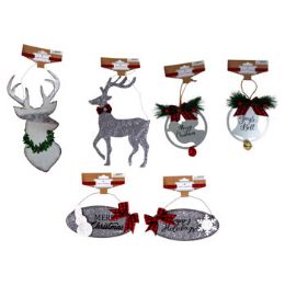 36 Bulk Ornament Large Galvanized 6ast 2 Reindeer/2 Oval/bell/dove Xmas Ht/headercard Per Item