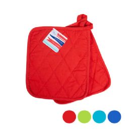 48 Bulk Pot Holders 2pk Summertime 4asst Colors Peggable