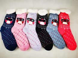 144 Bulk Owl Design Heavy Winter Socks