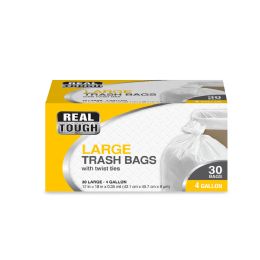 24 Bulk Real Tough Trash Bag 4 Gl 30 Ct Twist Tie White