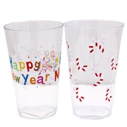 48 Bulk Party Solution Plastic Cup 16 Oz Christmas / New Year Designs