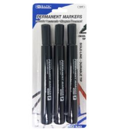 144 Bulk Bazic Black Chisel Tip Jumbo Permanent