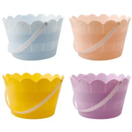 48 Bulk Easter Plastic Bucket 8"x5"h Assorted Colors