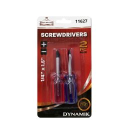 72 Bulk 2pc 1/4" X1.5" Stubby Screwdrivers
