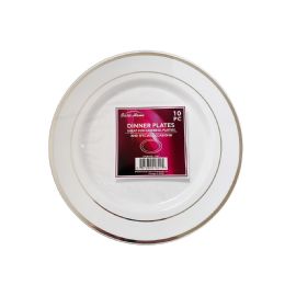 12 Bulk 10pc 10.25" Pate, White+hot Stamp