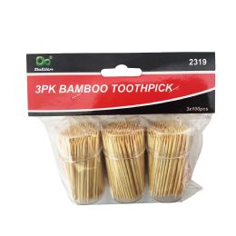 48 Bulk 3pk Bamboo Toothpick Dispensers W/300 Picks