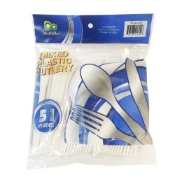 24 Bulk 51pc Mixed Plastic Cutlery