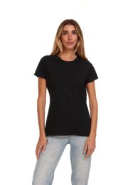 144 Bulk Womens Plus Size Black Cotton Crew Neck T Shirt Size 6x