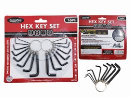72 Bulk Hex Key 16 Piece Set Black 40mmx26mm