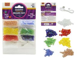288 Bulk Round Beads Set With Cord And Clasps In Assorted Colors