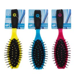 72 Bulk Hair Brush W/grip Handle 3ast 6.85in Blue/pink/yellow Hba ht