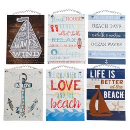 24 Bulk Sentiment Home Decor Plaques 6x8in Assorted Beach Theme 24pc Pdq Mdf Comply/pp