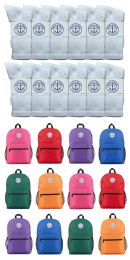 48 Bulk Yacht & Smith Unisex 48 Piece Bundle Set Backpacks And White Crew Socks Size 6-8