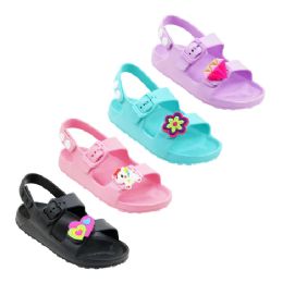48 Bulk Girl's Toddler Charm Double Strap Sandal Assorted