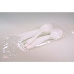 100 Bulk Generic Plastic Soup Spoons - 10 Pack