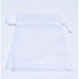 100 Bulk Bag, Organza, Drawstring, 4 X 6, White