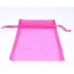 100 Bulk Bag, Organza, Drawstring, 5 X 7, Hot Pink
