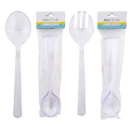 72 Bulk Serving Spoons/forks Plastics/4 Clear 10in Kitchen Pbh