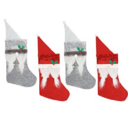 24 Bulk Stocking Gnome 17in 2 Styles Girl Or Boy Each In 2 Colors W/sequins Cuff Xmas Jhook/ht