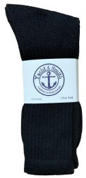 300 Bulk Yacht & Smith Mens Soft Cotton Athletic Crew Socks, Terry Cushion, Sock Size 10-13 Black