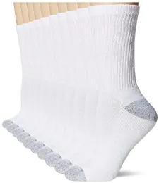 84 Bulk Yacht & Smith Womens White Crew Socks With Gray Heel And Toe, Sock Size 9-11 Cotton