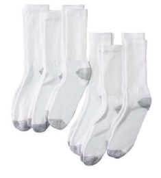 1200 Bulk Yacht & Smith Kids Cotton Terry Crew Socks White With Gray Heel And Toe Size 6-8