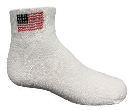 300 Bulk Yacht & Smith Kids Usa American Flag White Low Cut Ankle Socks, Size 6-8