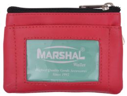 24 Bulk Genuine Leather Coin Change Purse With Front Id Window & Key Ring