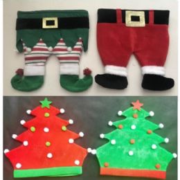 24 Bulk Christmas Hat Novelty 4ast 2 Tree/elf Legs/santa Hat Hangtag/jhook