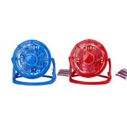 24 Bulk Fan Mini Tabletop 4.5w X 4h 2ast Red Or Blue Summer Ht2aa Batteries Not Included