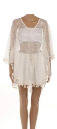 36 Bulk Women's Crochet Swimsuit Cover Up White Color One Size