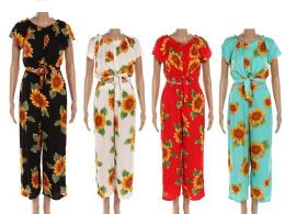48 Bulk Women's Floral Fashion Jumpsuit Romper In Assorted Color