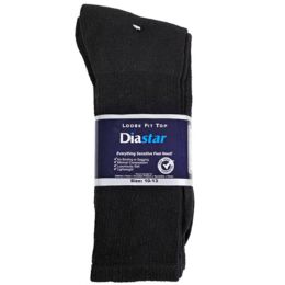 60 Bulk Socks 3pk Size 10-13 Black Diabetic Crew Comfy Feet Peggable